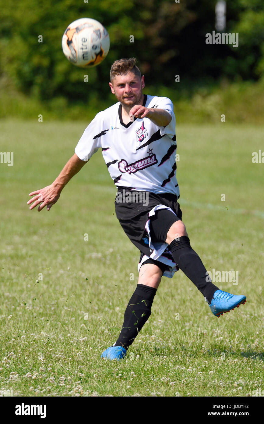 Ady Thomson taking part in a charity celebrity football match. Space for copy Stock Photo