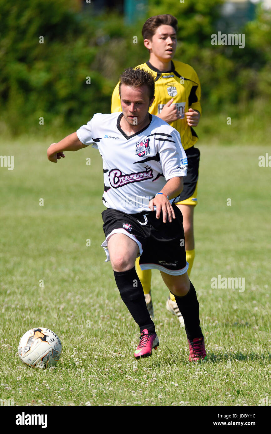Darren Lee Taylor taking part in a charity celebrity football match. Space for copy Stock Photo