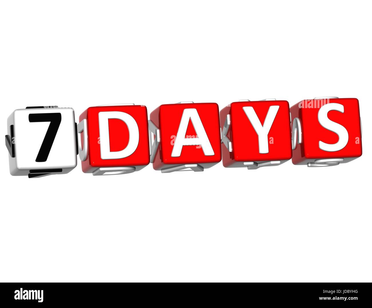 Seven Days cube text on white background Stock Photo