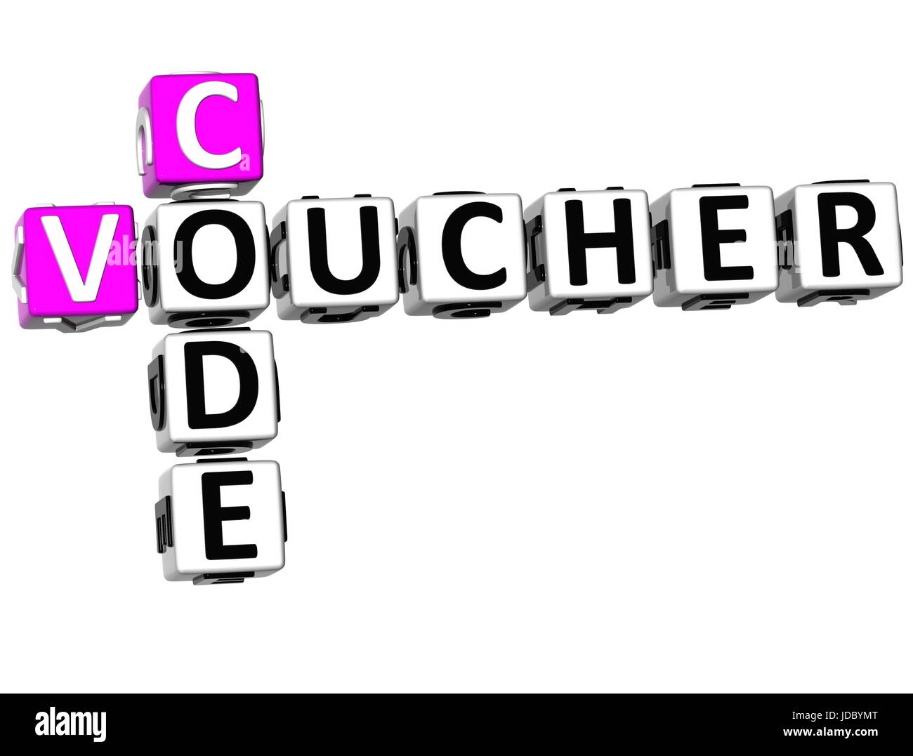 3D Voucher Code Crossword on white background Stock Photo Alamy