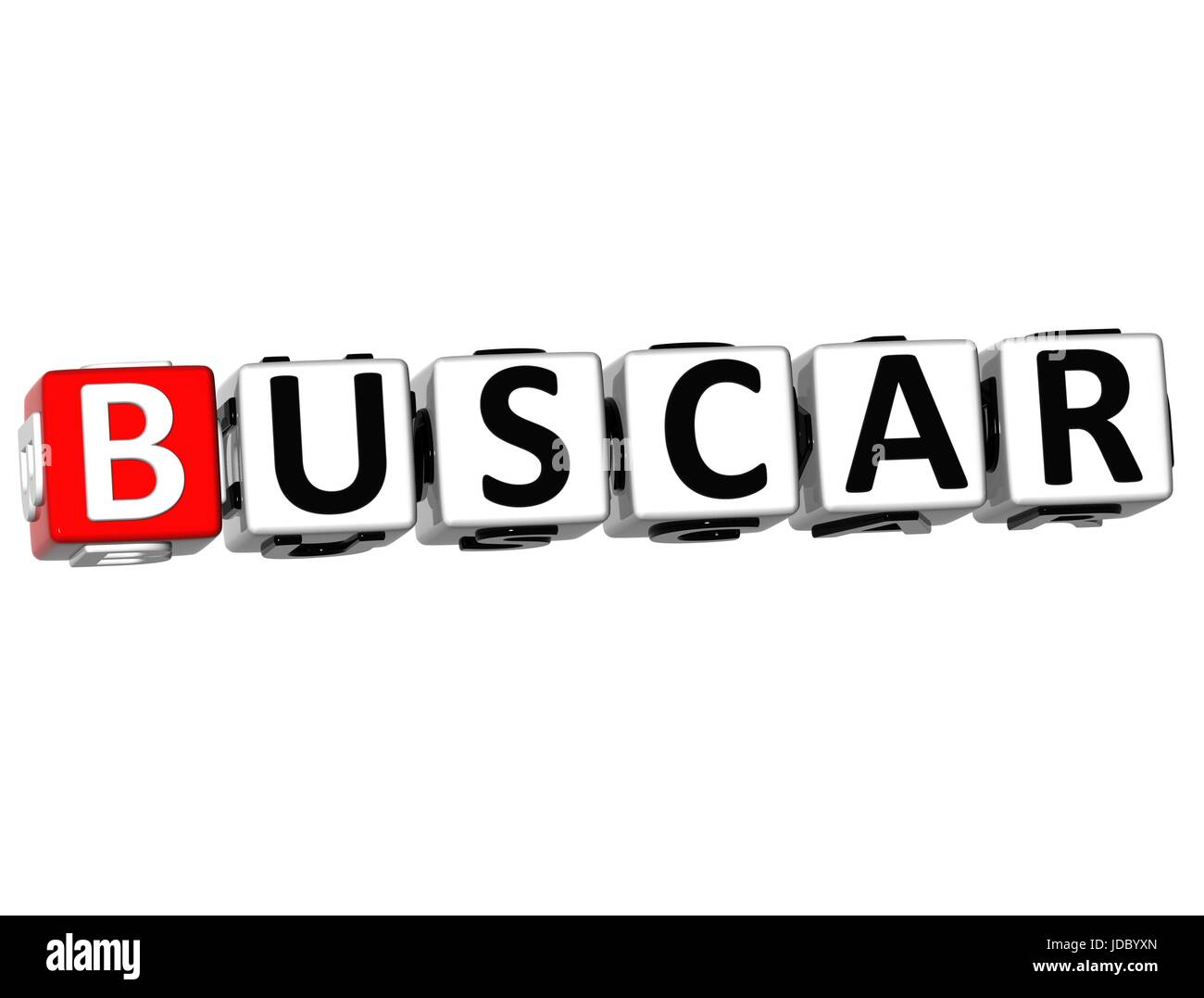 3D Buscar Block Text on white background Stock Photo