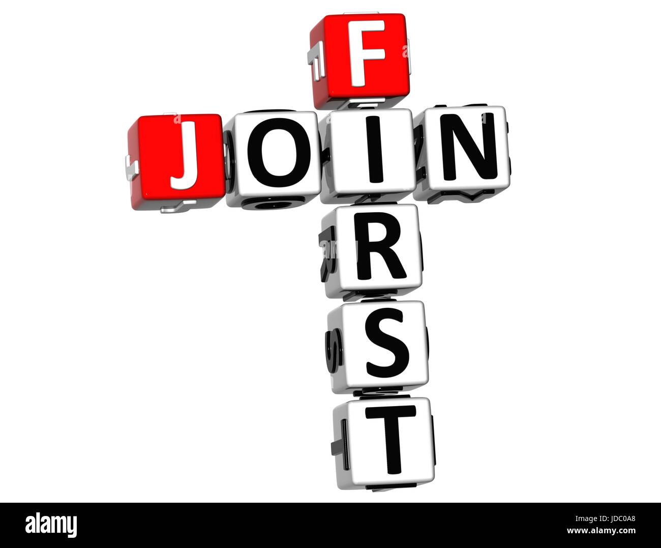 3D Join First Crossword on white background Stock Photo Alamy