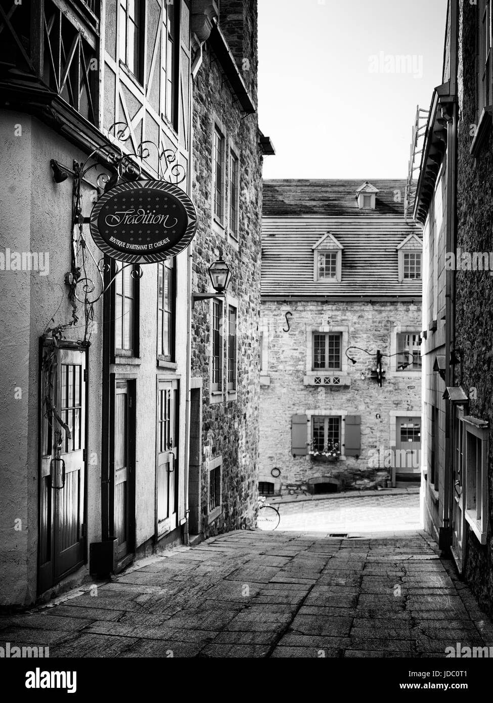 License and prints at MaximImages.com - Beautiful historic architecture, French style houses in Old Quebec City. Stock Photo