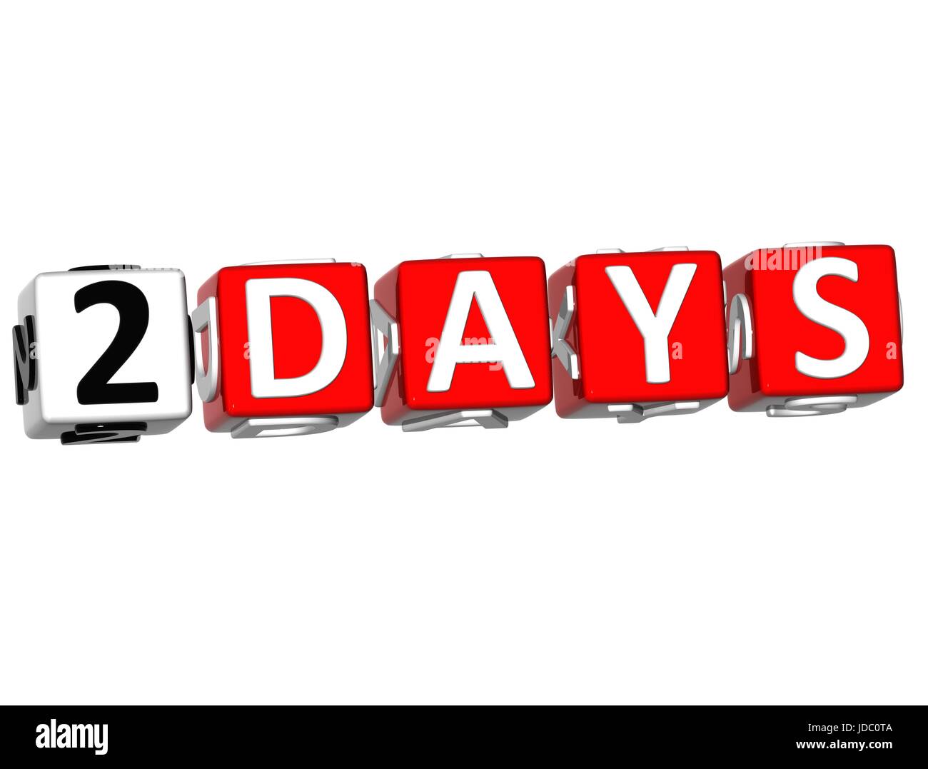 Two Days cube text on white background Stock Photo
