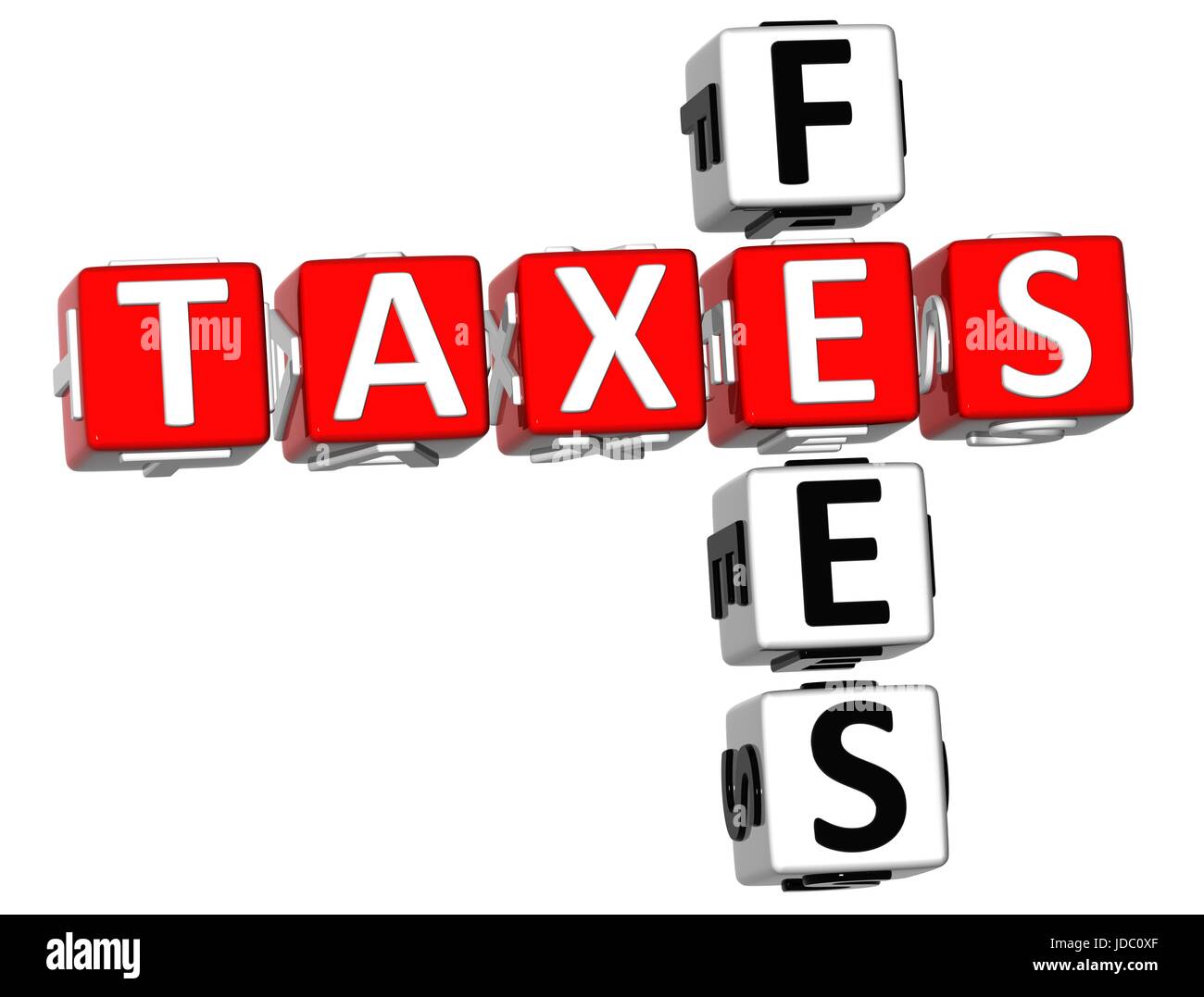 3D Taxes Fees Crossword on white background Stock Photo Alamy