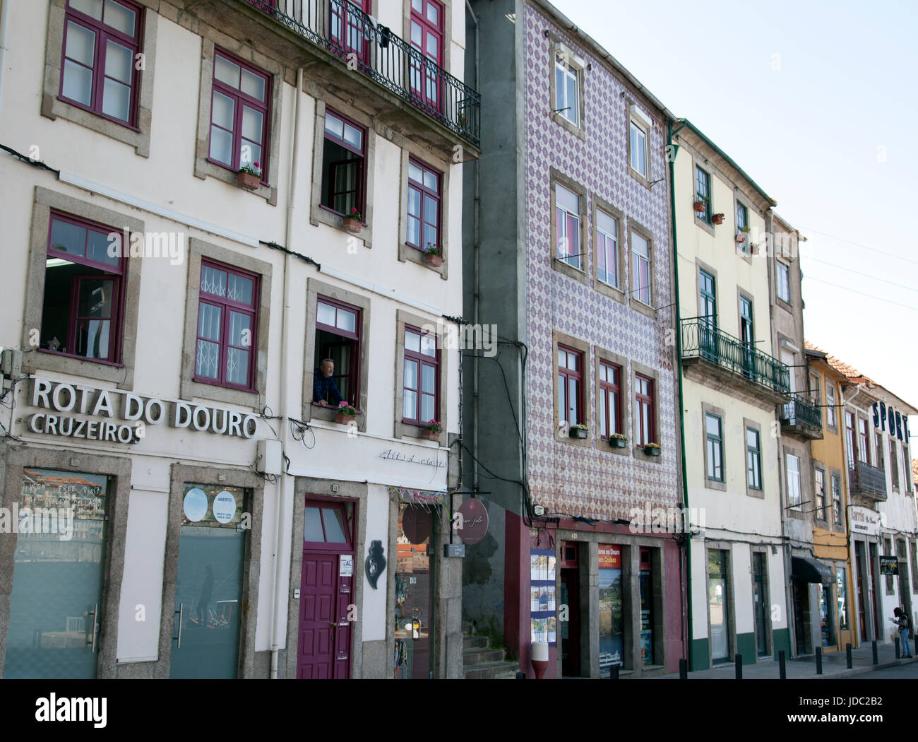 Riverside Buildings on River Douro in Gaia - Porto, Portugal Stock Photo