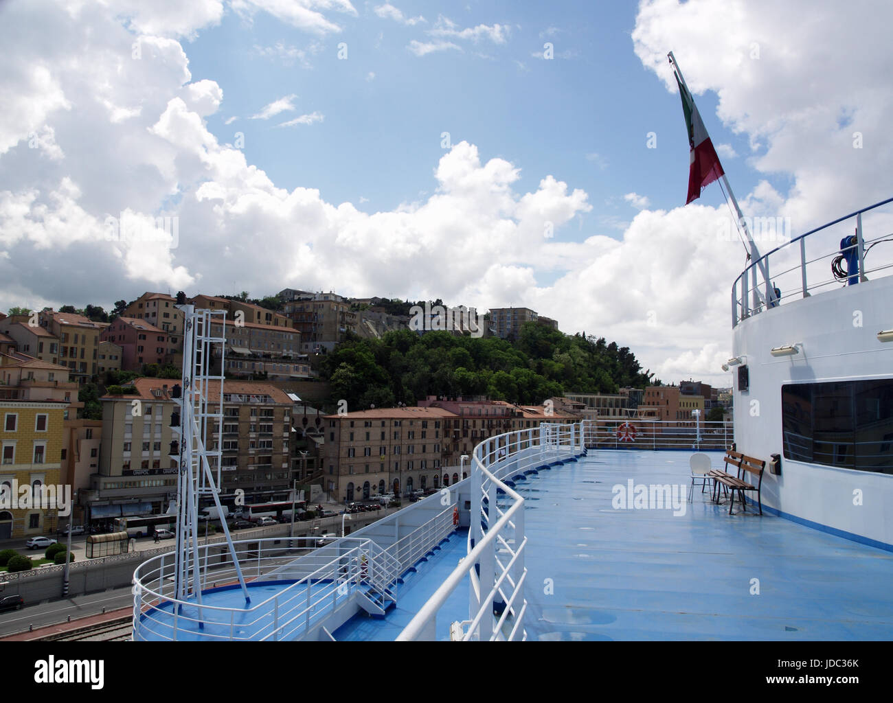 View of Ancona Port from onboard Minoan Lines Ferry Cruise Olympia