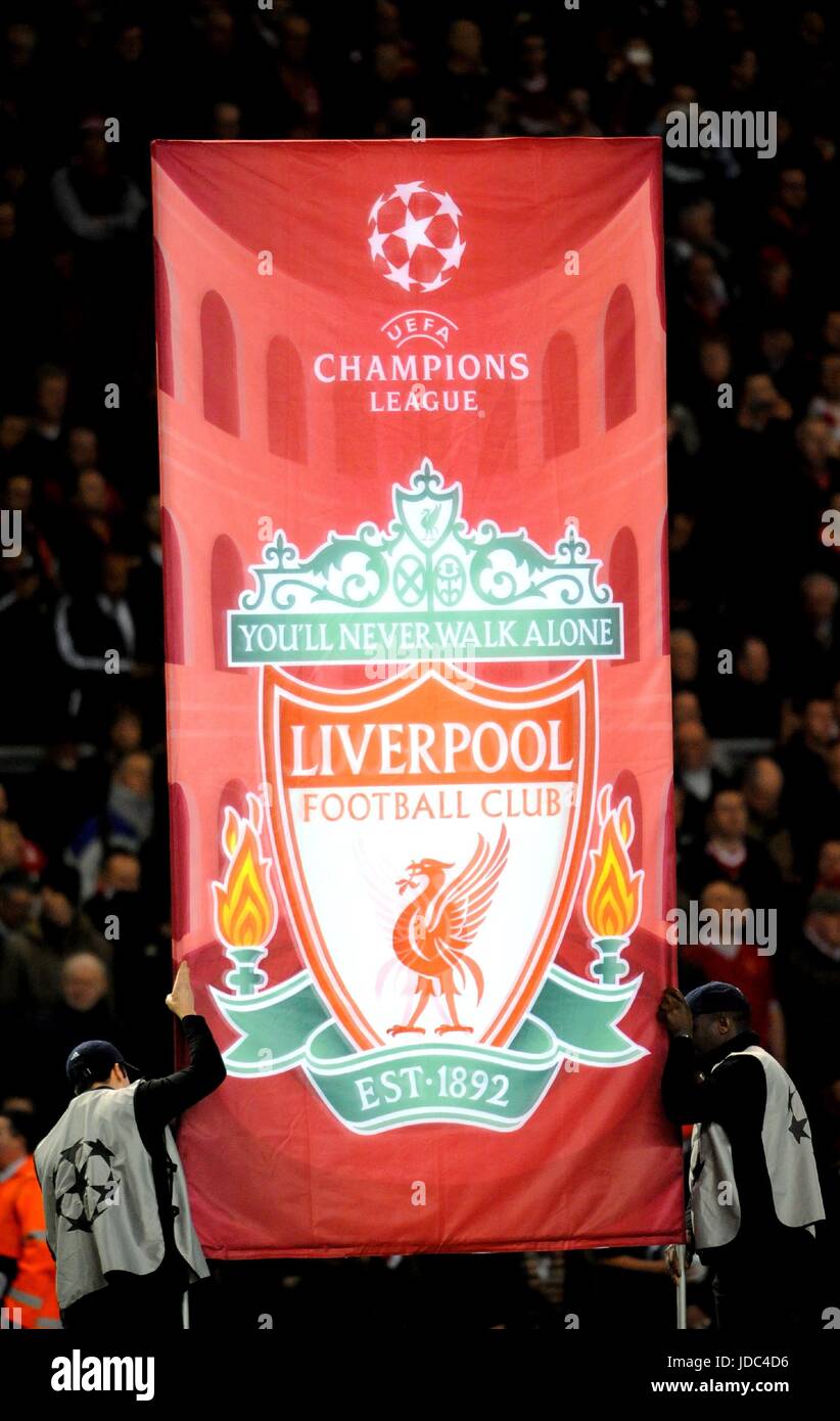 Liverpool Banner Liverpool V Real Madrid Anfield Liverpool England 10 March 09 Stock Photo Alamy