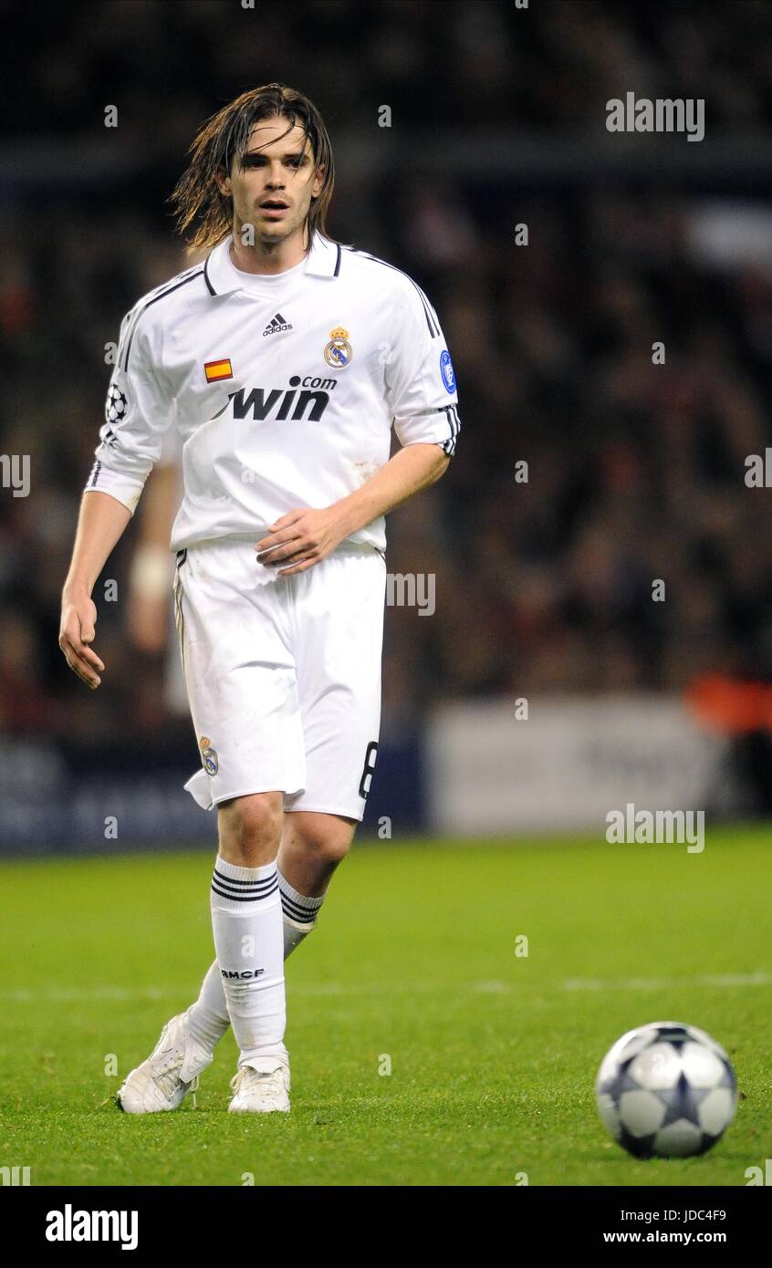 FERNANDO GAGO REAL MADRID ANFIELD LIVERPOOL ENGLAND 10 March 2009 Stock Photo