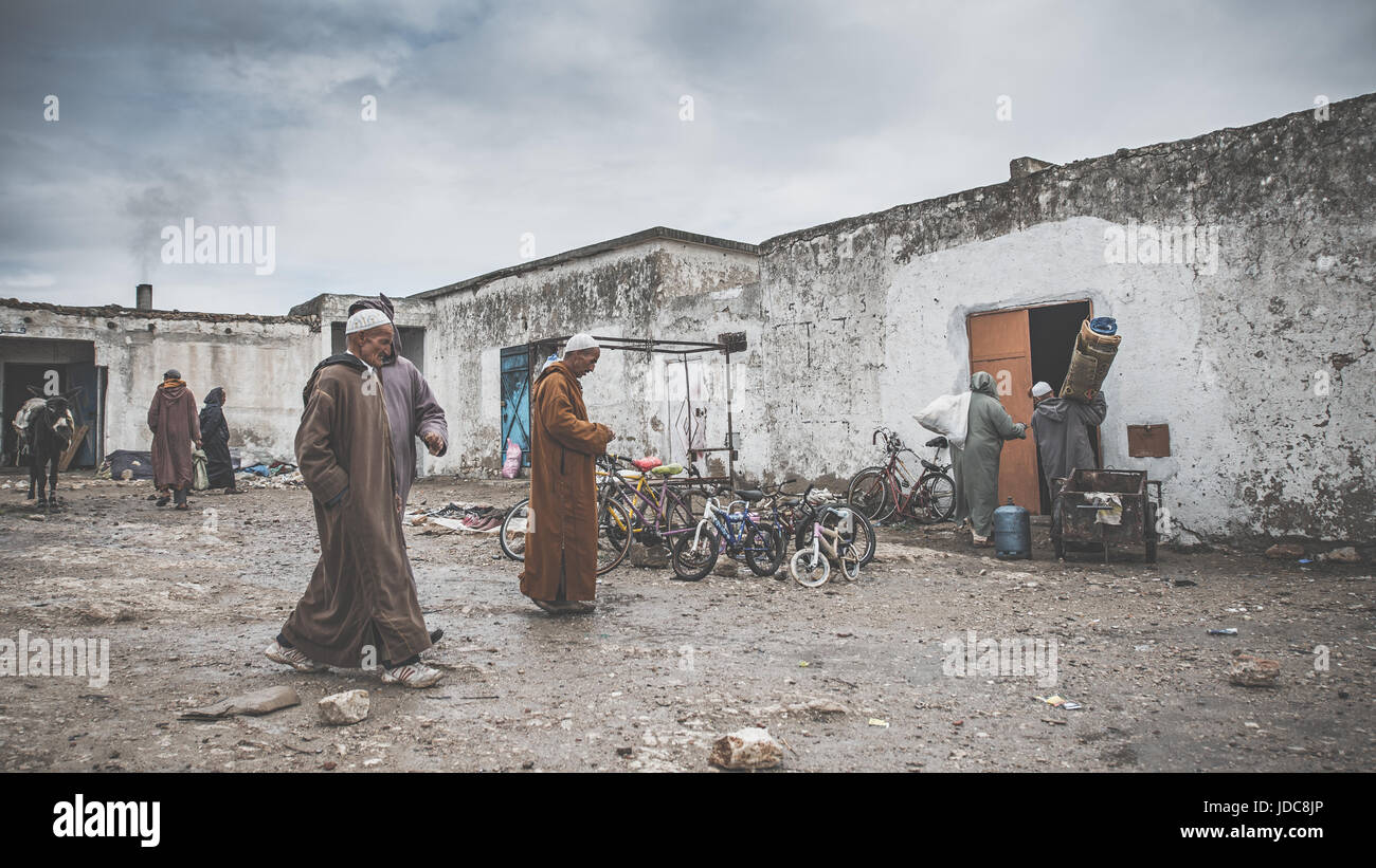 People in a tradizional countryside market in Morocco Stock Photo