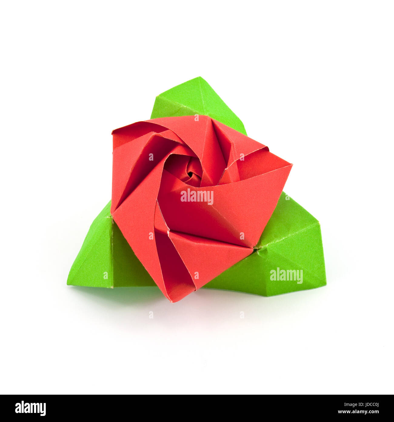 Origami Rose Isolated On White Background Stock Photo