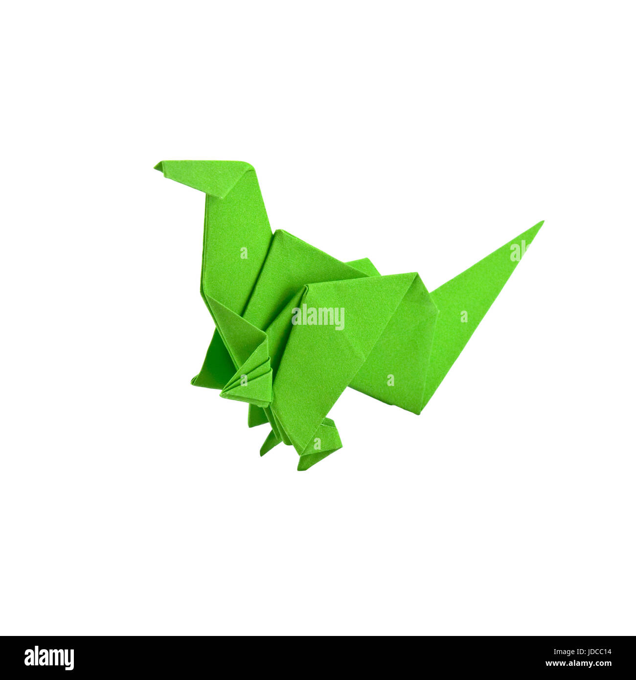 green paper dinosaur isolated on white background Stock Photo