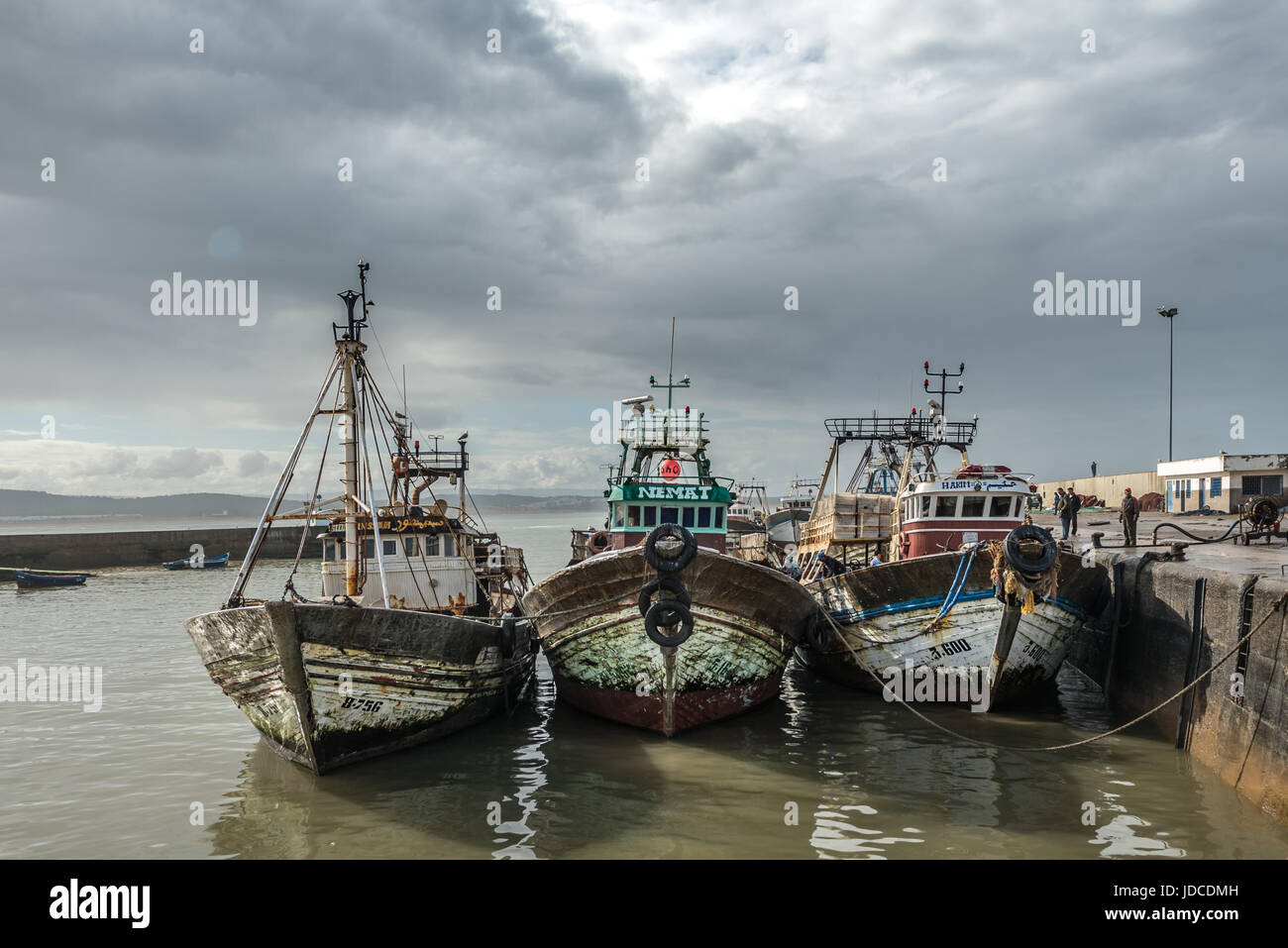Fishing Boats in Essaouira dock Stock Photo