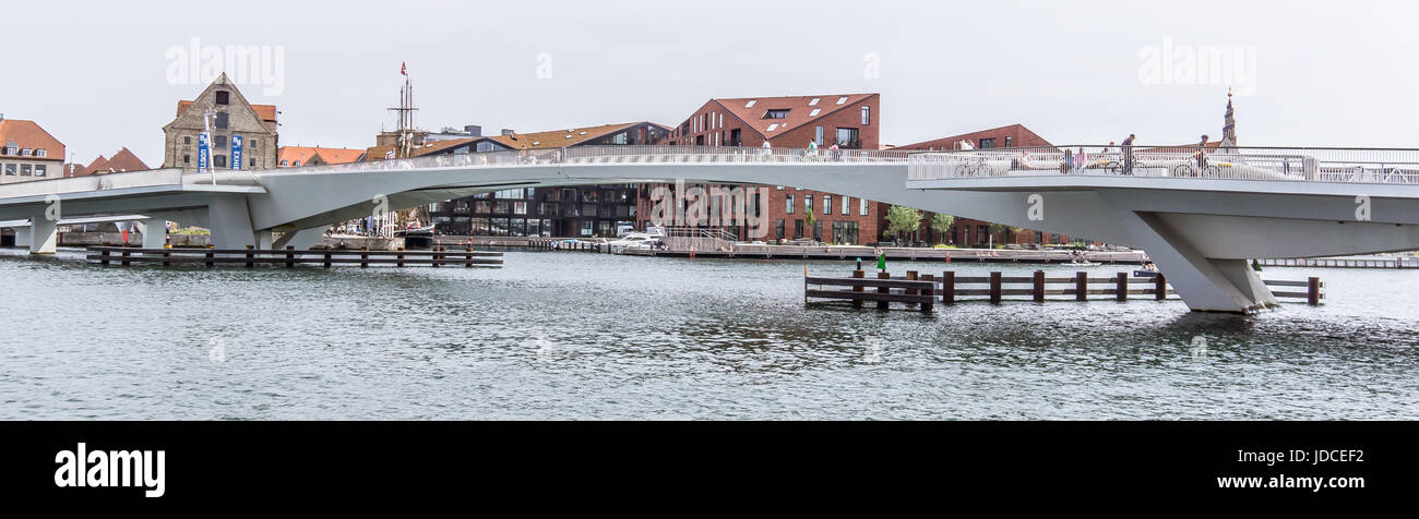 Inner harbor bridge for cyclists and pedestrians in Copenhagen, Denmark - June 15, 2017 Stock Photo