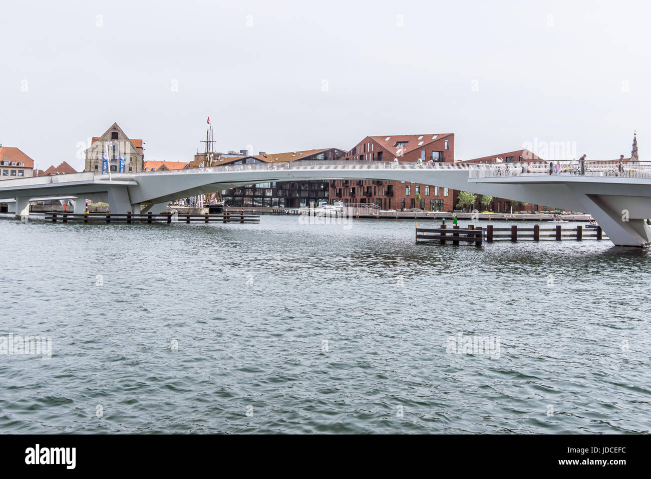 Inner harbor bridge for cyclists and pedestrians in Copenhagen, Denmark - June 15, 2017 Stock Photo