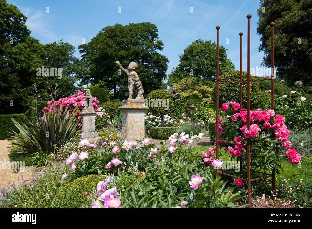 Rose Garden in full bloom at Belvoir Castle, Leicestershire England UK Stock Photo