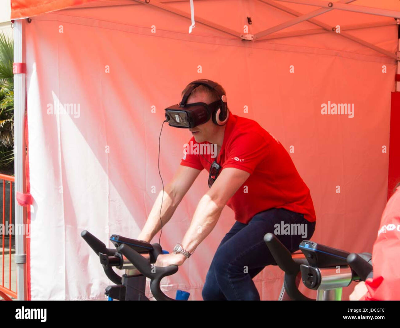 Birmingham, England, 11th, June, 2017. Sir Chris Hoy tries the VR
