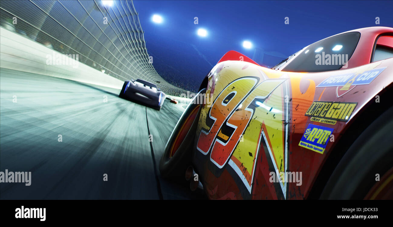 CARS 3, from left, Jackson Storm (voice Armie Hammer), Lightning