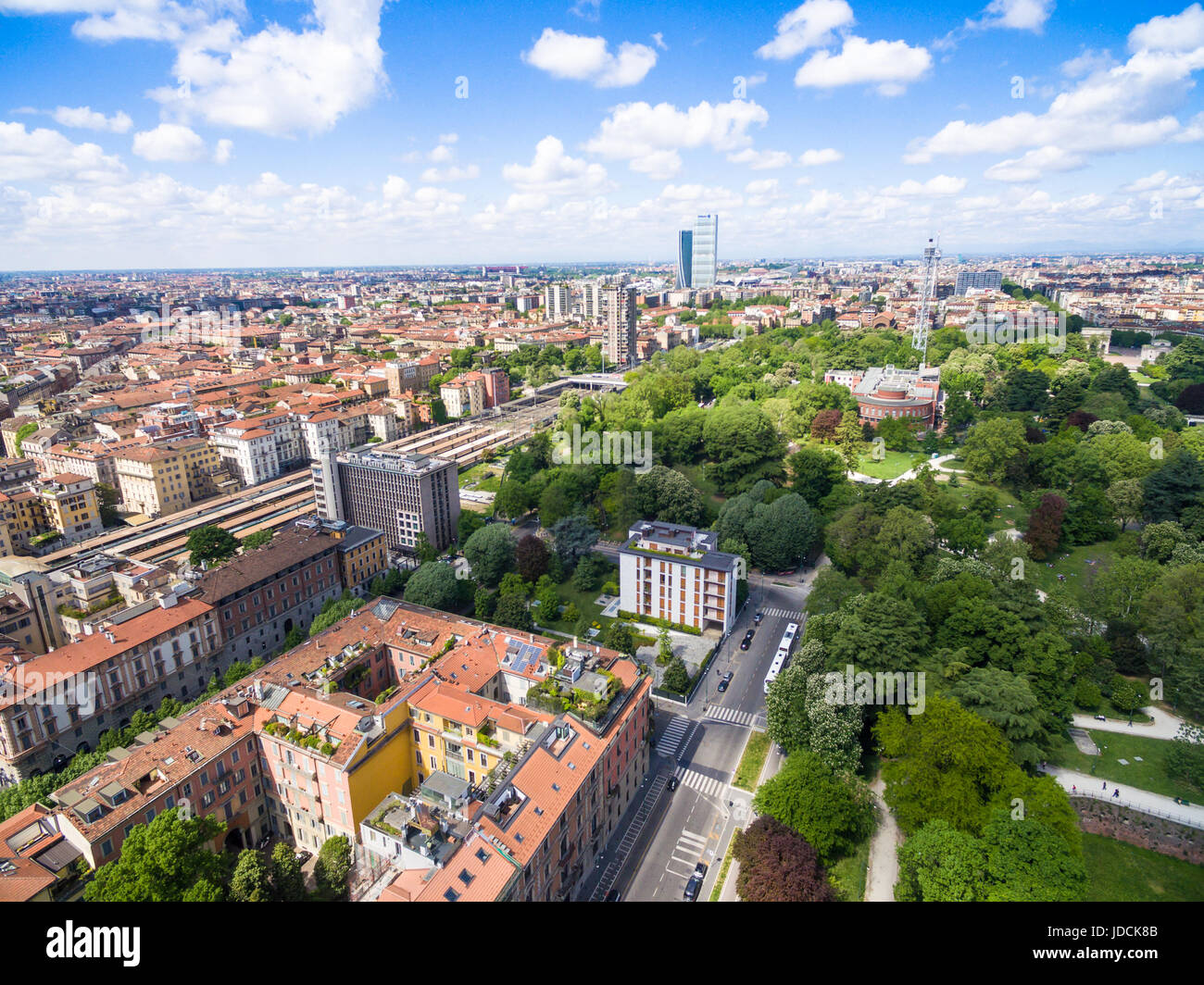 Aerial View Of Sempione Park In Milan, Italy Stock Photo - Alamy