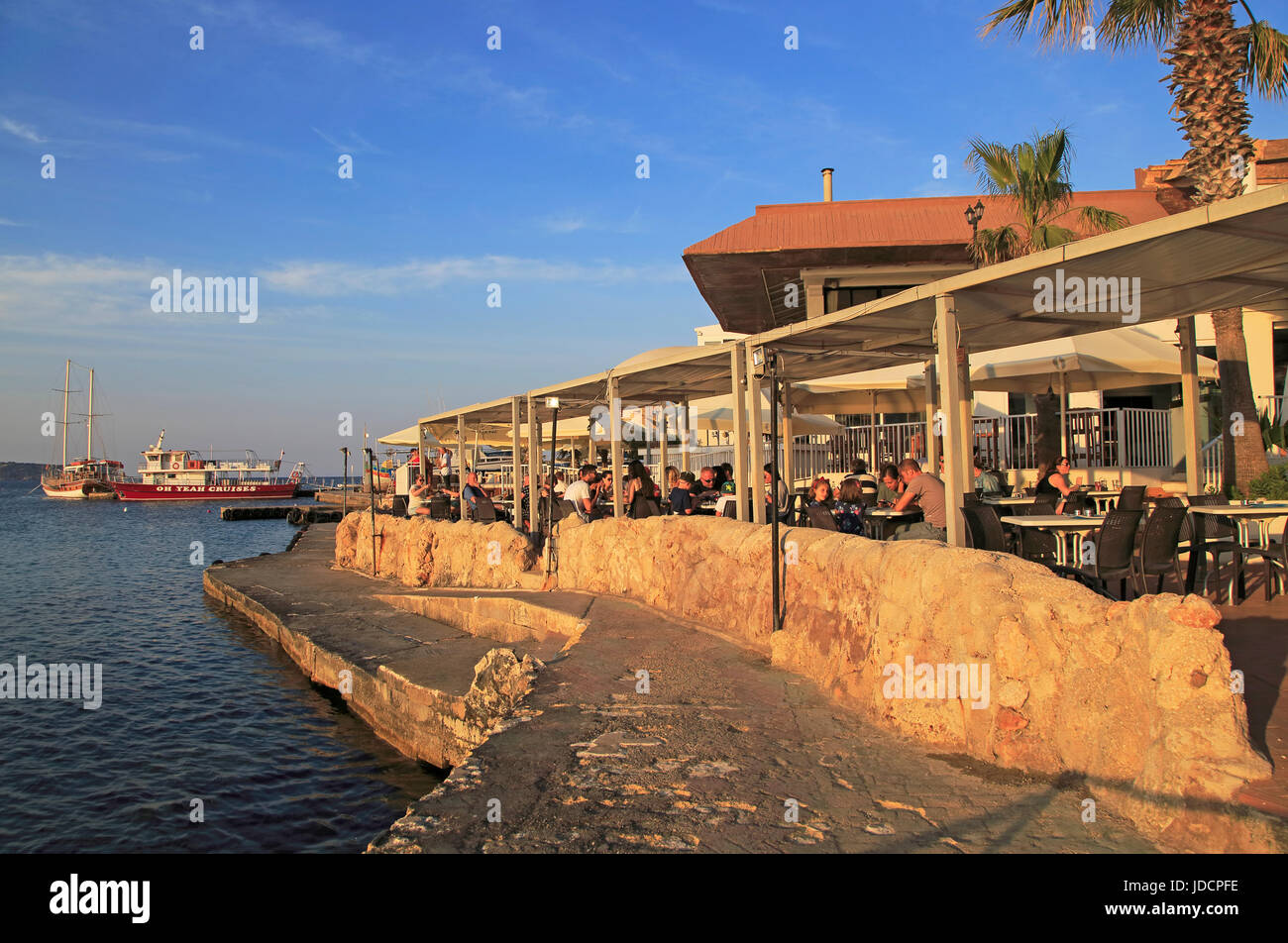 Waterfront cafe restaurant Mellieha Bay resort , Marfa peninsula, Malta
