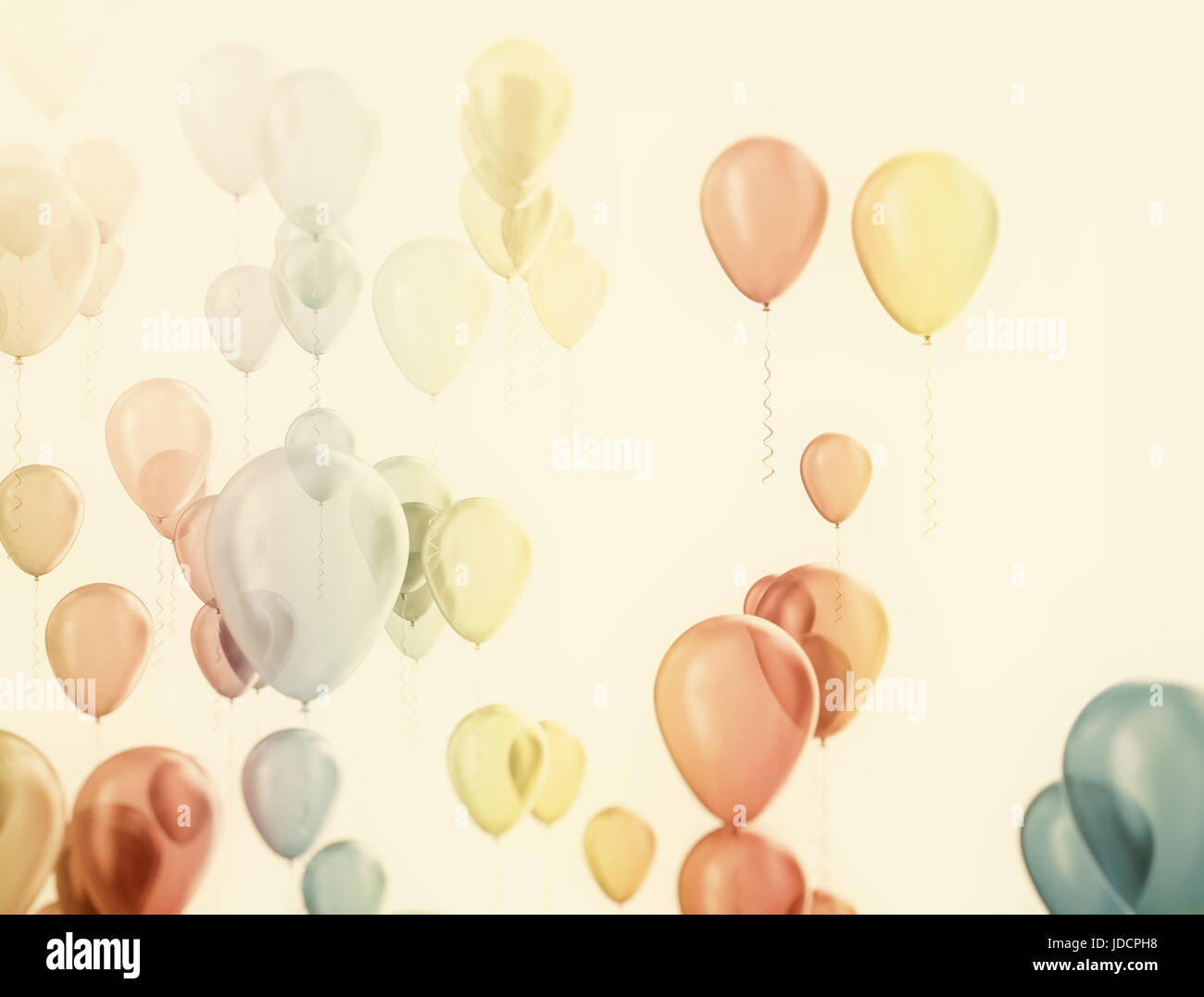 Multi color pastel color party balloons isolated on white Stock Photo