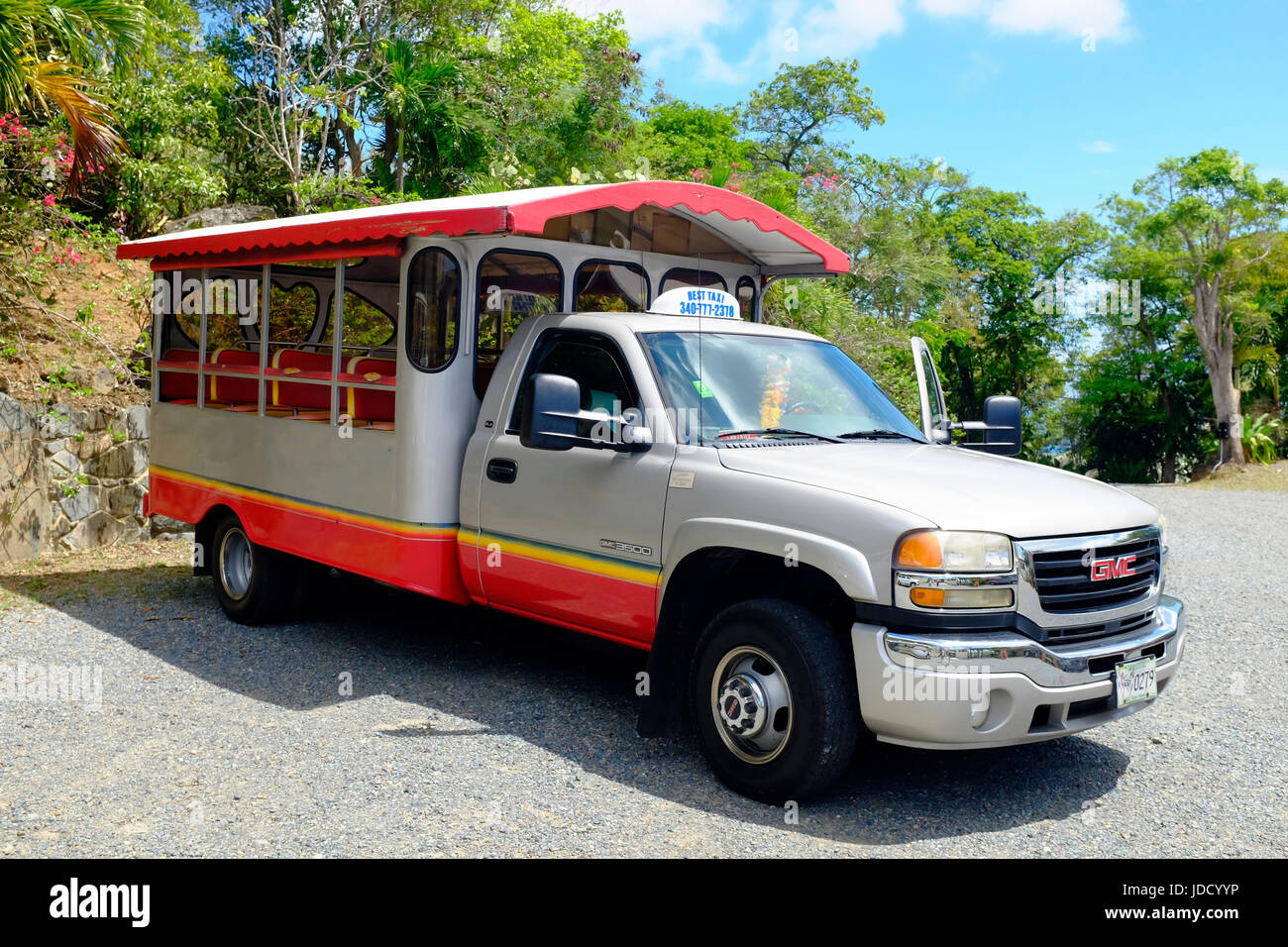 Tourist Taxi, St Thomas, Caribbean Stock Photo