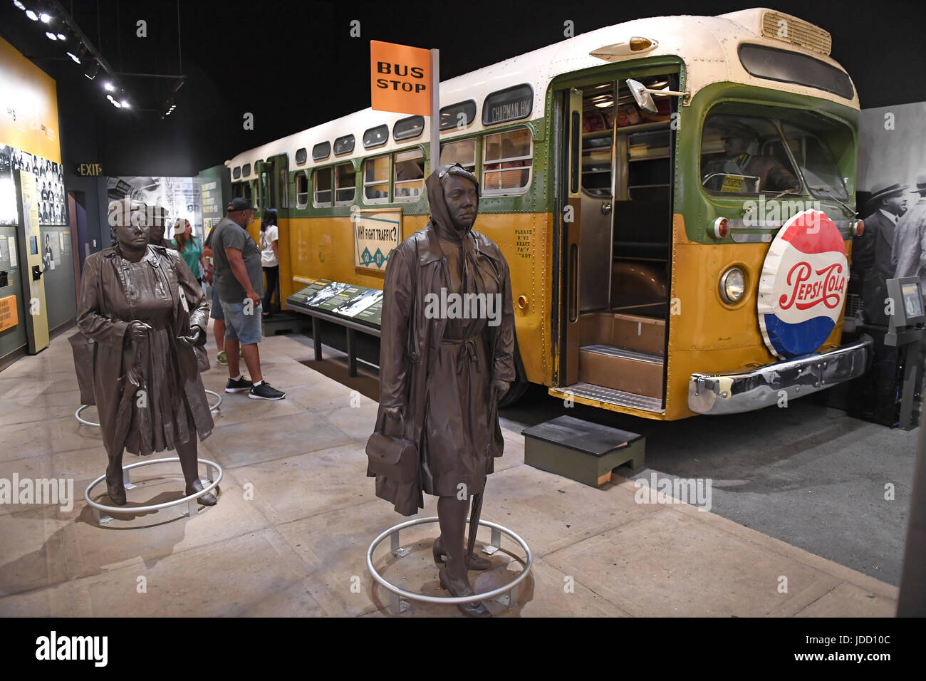 Memphis, TN, USA - June 9, 2017: Bus display at Rosa Parks exhibit as part of the National Civil Rights Museum and the site of the Assassination of Dr Stock Photo