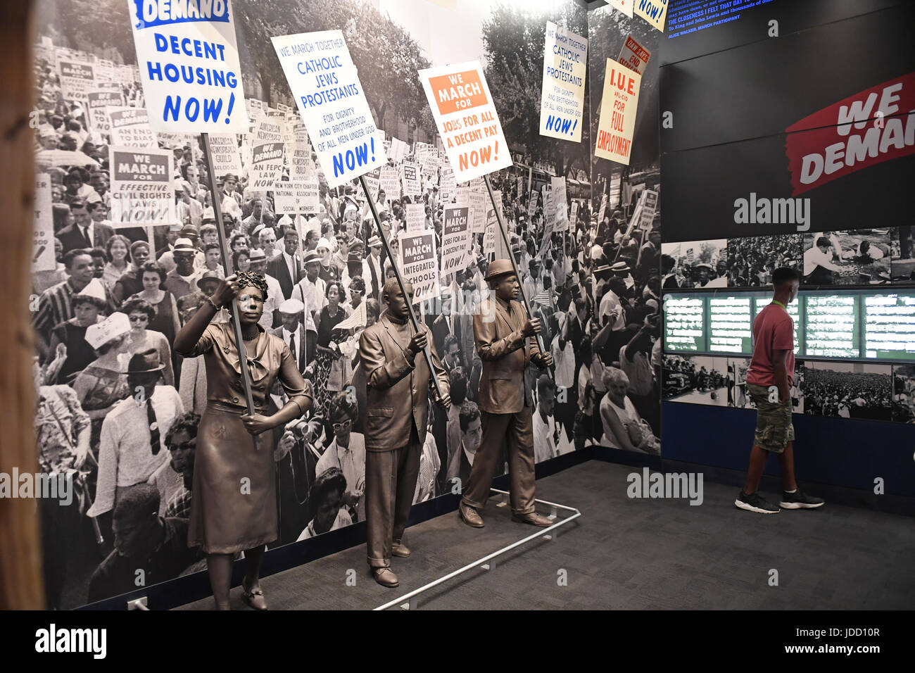 Memphis, TN, USA - June 9, 2017: Protesters as part of exhibit at the National Civil Rights Museum and site of the Assassination of Dr. Martin Luther  Stock Photo