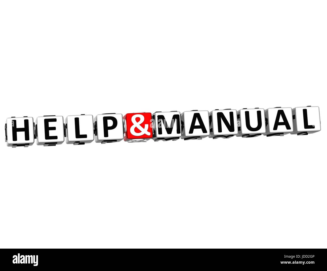 3D Help And Manual Button Click Here Block Text over white background ...