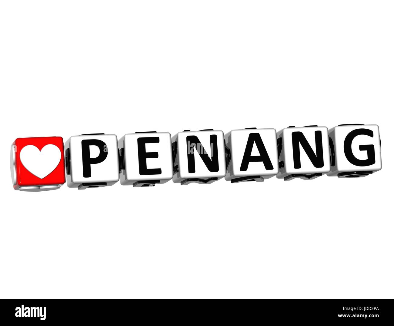 3d Love Penang Button Click Here Block Text Over White Background Stock Photo Alamy