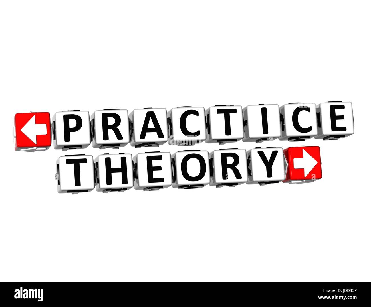 3D Practice Theory Button Click Here Block Text over white background ...