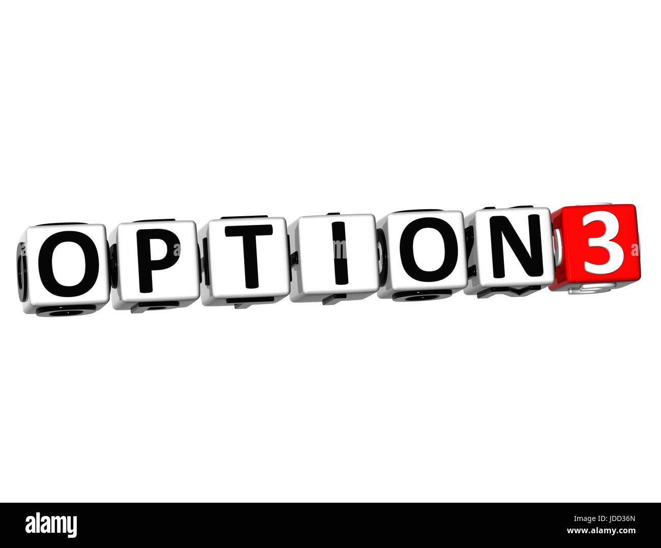3D Option 3 Button Click Here Block Text over white background Stock ...