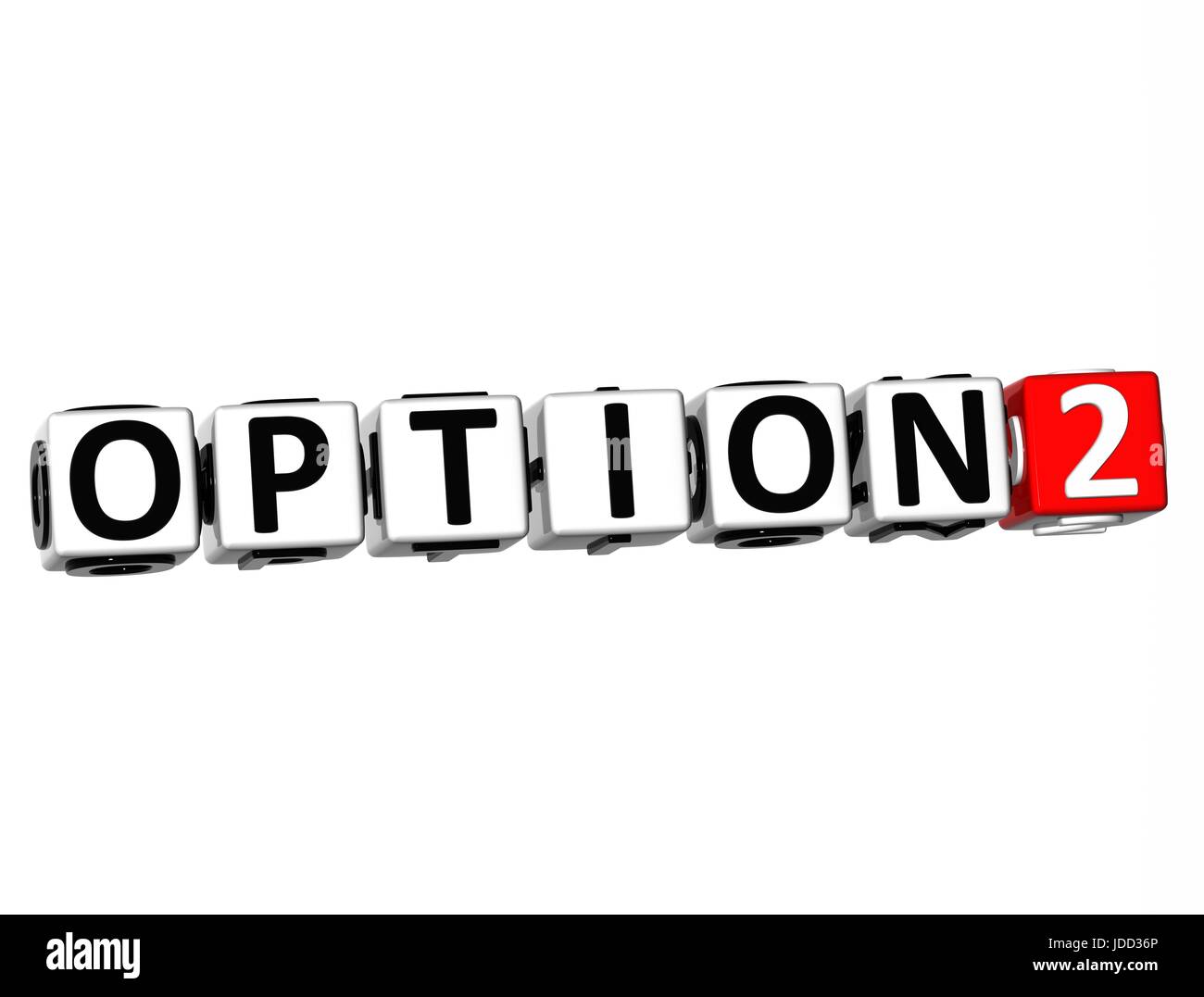 3D Option 2 Button Click Here Block Text over white background Stock ...