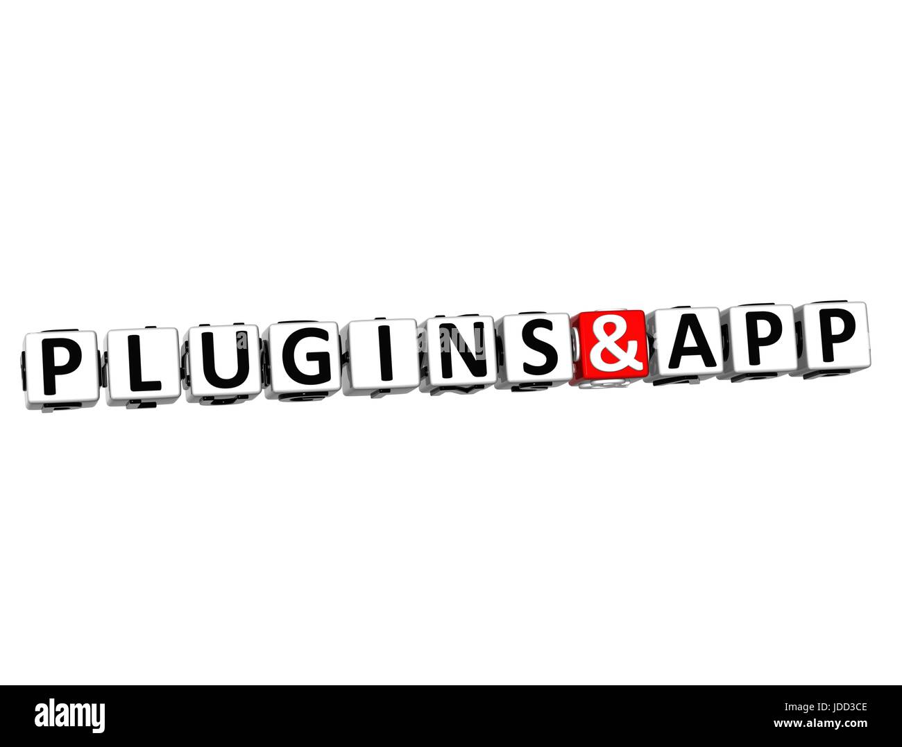 3D Block Text PLUGINS AND APP over white background Stock Photo Alamy