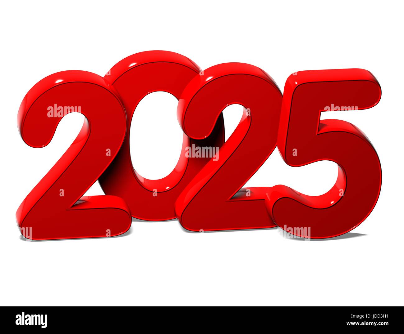 3D Red New Year 2025 on white background Stock Photo Alamy