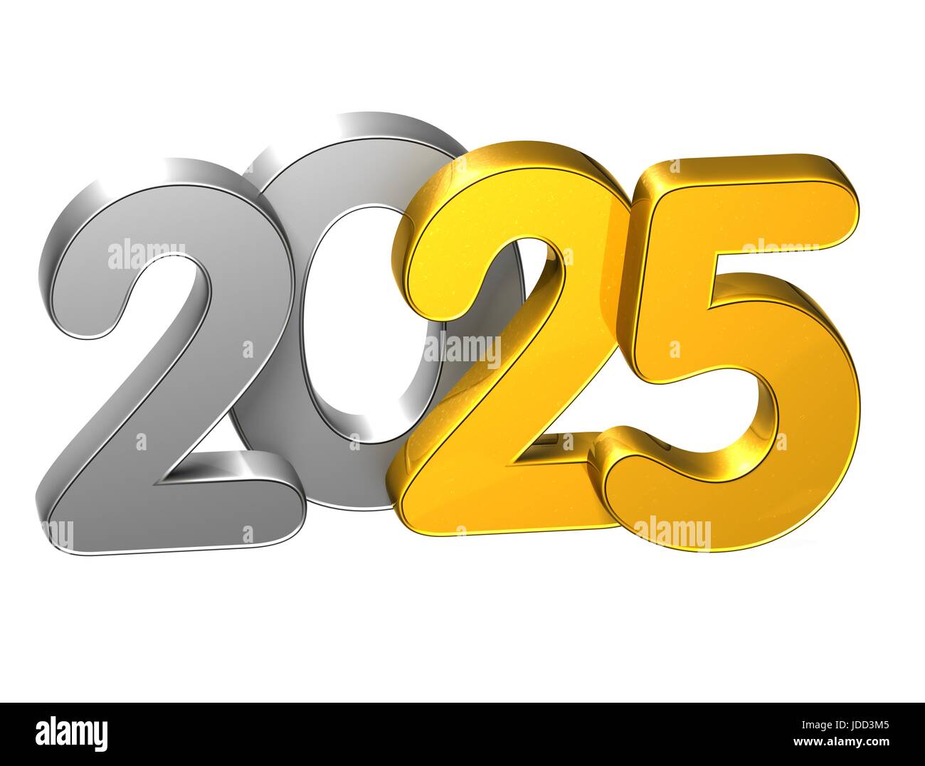 3D Gold Number New Year 2025 on white background Stock Photo Alamy