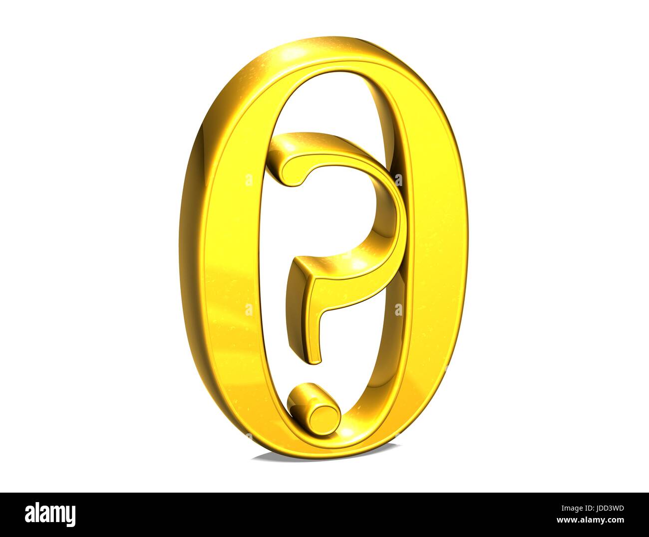 3D Gold Question Mark In Zero on white background Stock Photo - Alamy