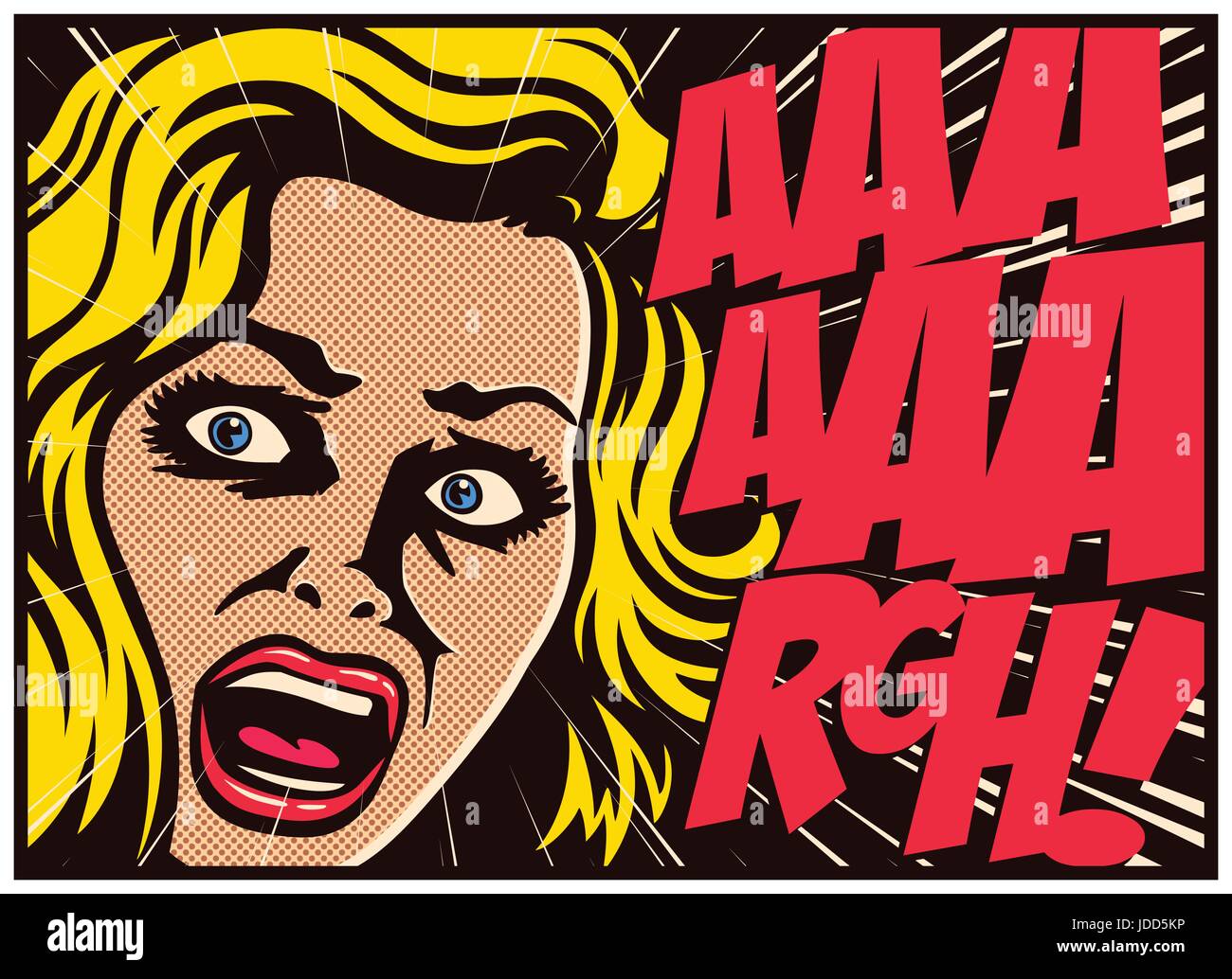 Funny scared face expression cartoon illustration Poster for Sale