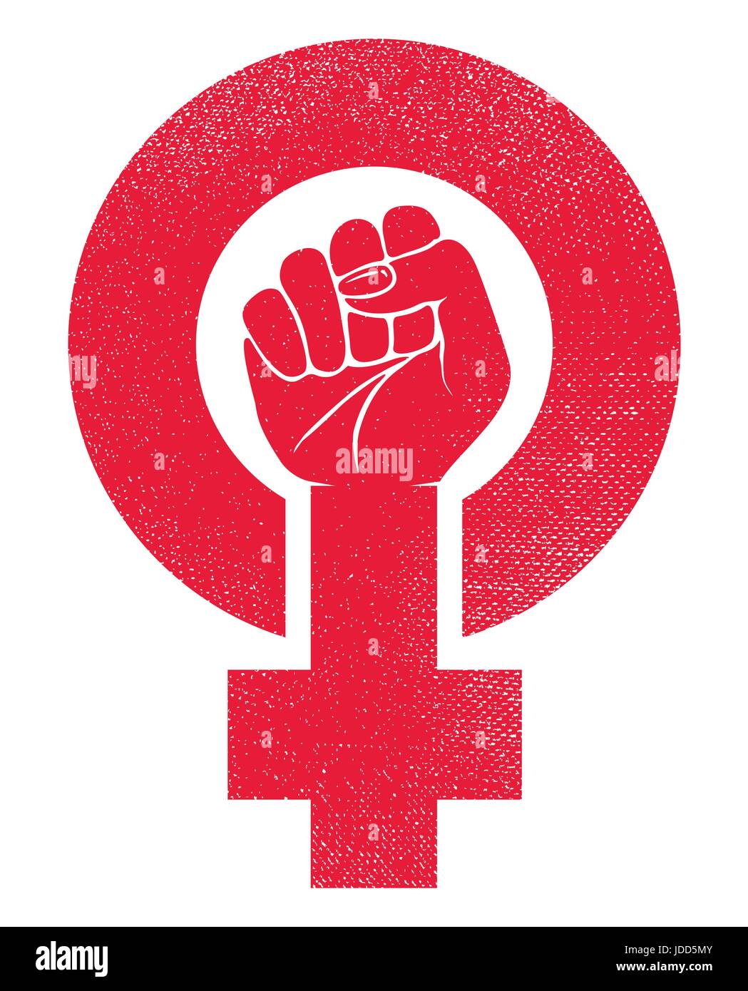 Female Gender Symbol And Raised Fist Feminist Protest Vector Card Or