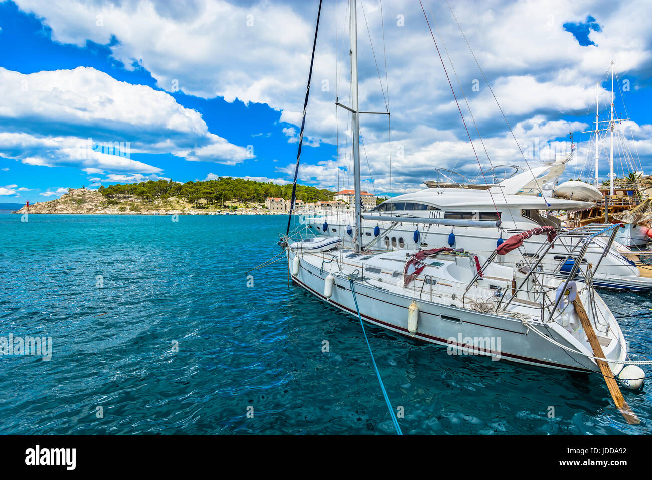 Mediterranean scenery in Dalmatia region, Makarska riviera, european popular travel destination. Stock Photo