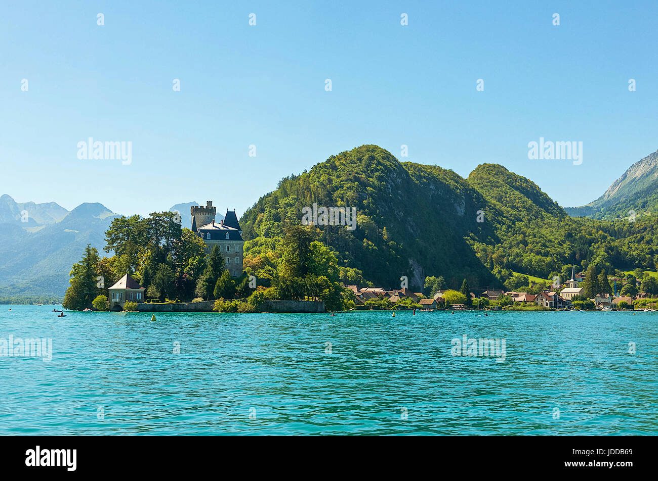 Lake Annecy and Mountain Range, Annecy, France Stock Photo