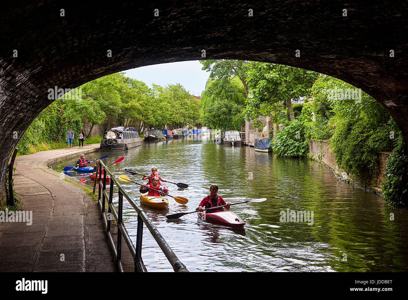 Canoeing in Regent's Canal Stock Photo