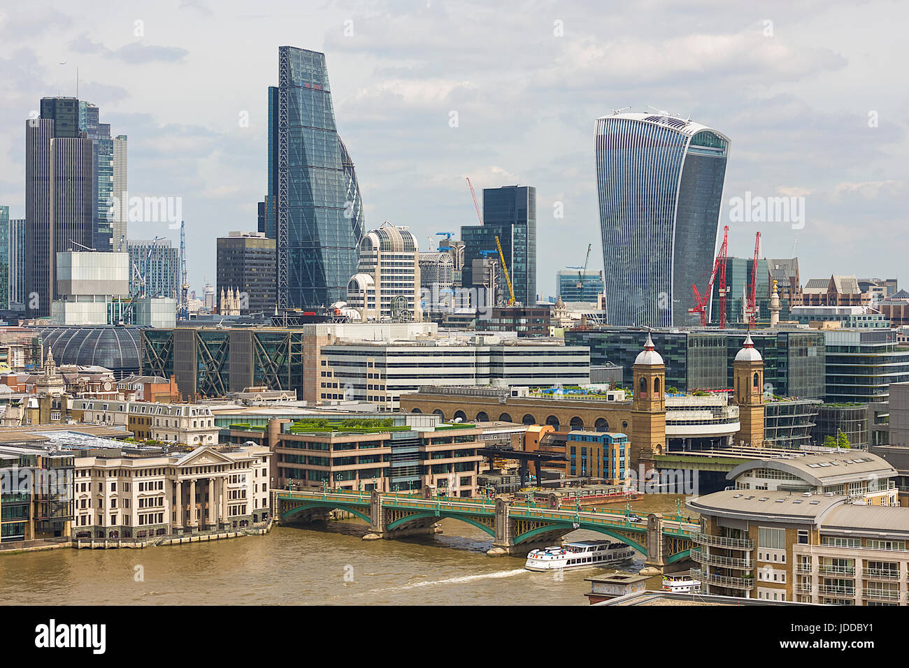 Financial District of London and River Thames Stock Photo