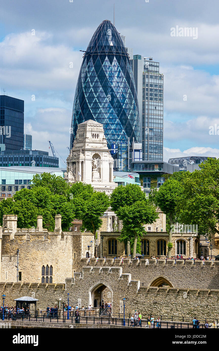 London Tower and the Financial District Stock Photo