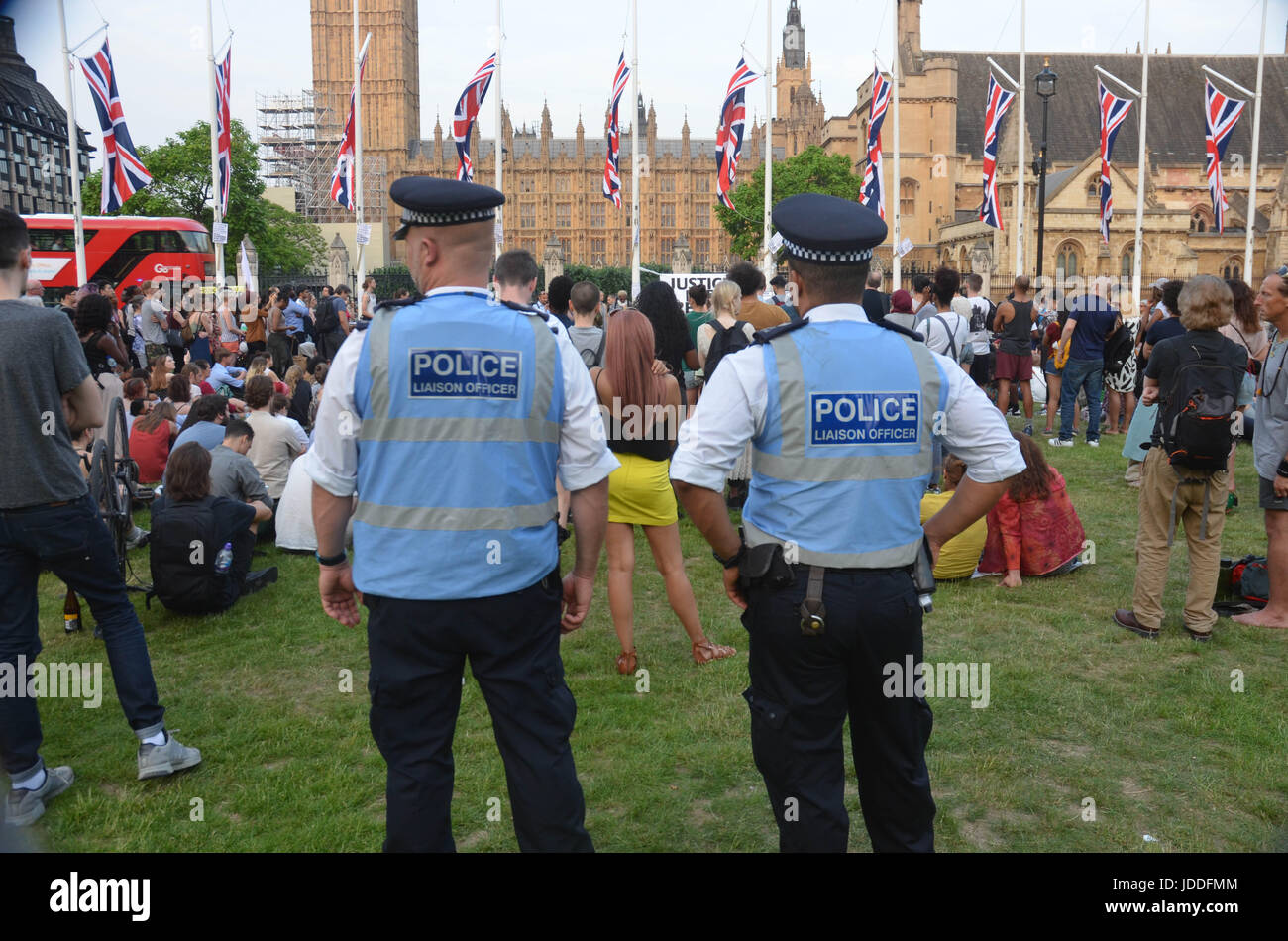 Parliament Square, London, UK. 19th Jun, 2017. Grassroots activists made a rally for the tragedy that is still burning London and dangerous housing, many supporters offered both speeches on the social housing under tory government that appears to have been abandoned. Credit: Philip Robins/Alamy Live News Stock Photo