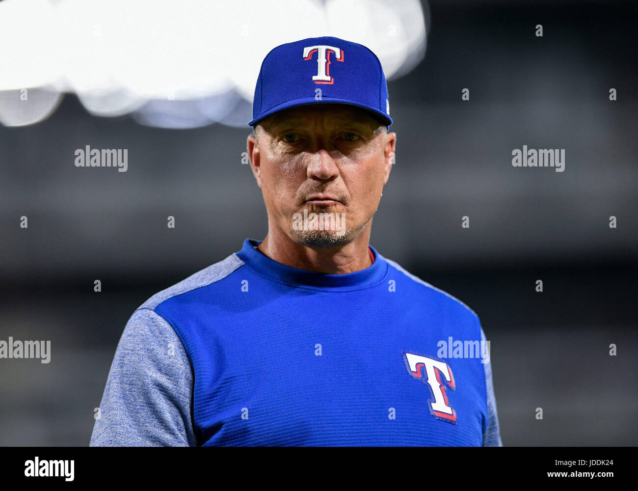 June 16th, 2017.Texas Rangers manager Jeff Banister (28) during a game between the Seattle