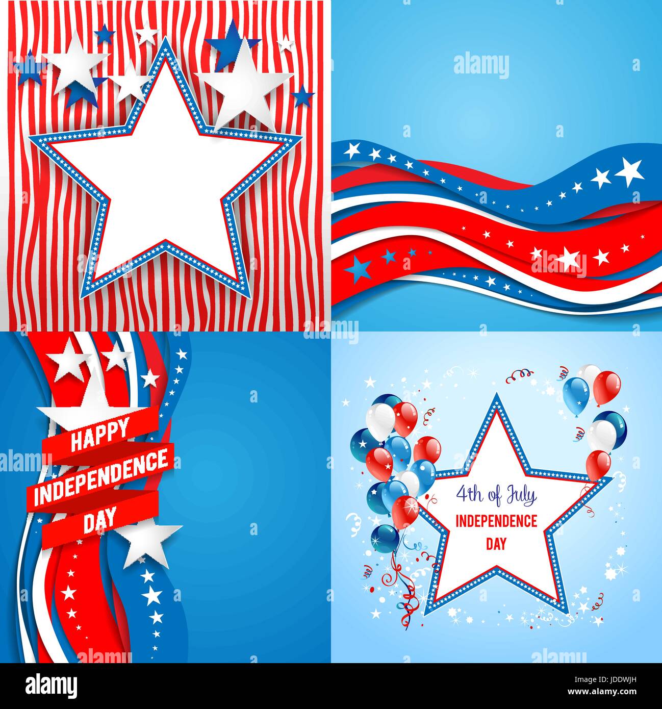 July fourth holiday set. Independence day card. Holiday template for