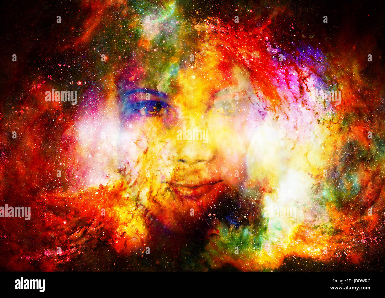 Goddess Woman in Cosmic space. Cosmic Space background Stock Photo - Alamy