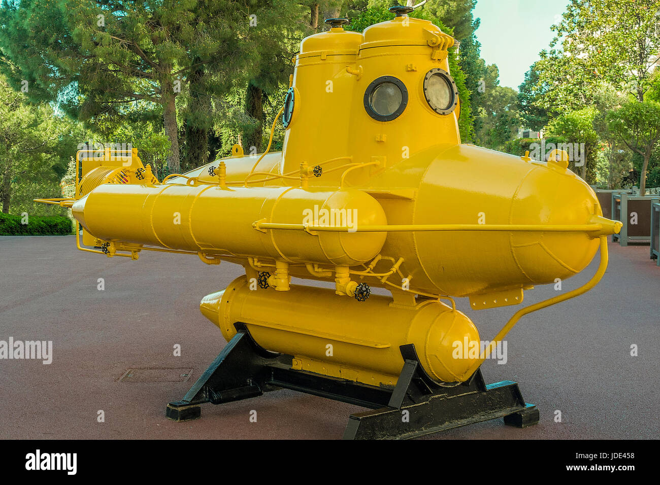 Yellow submarine, Outside The Oceanographic Institute, Monte Carlo Monaco Stock Photo