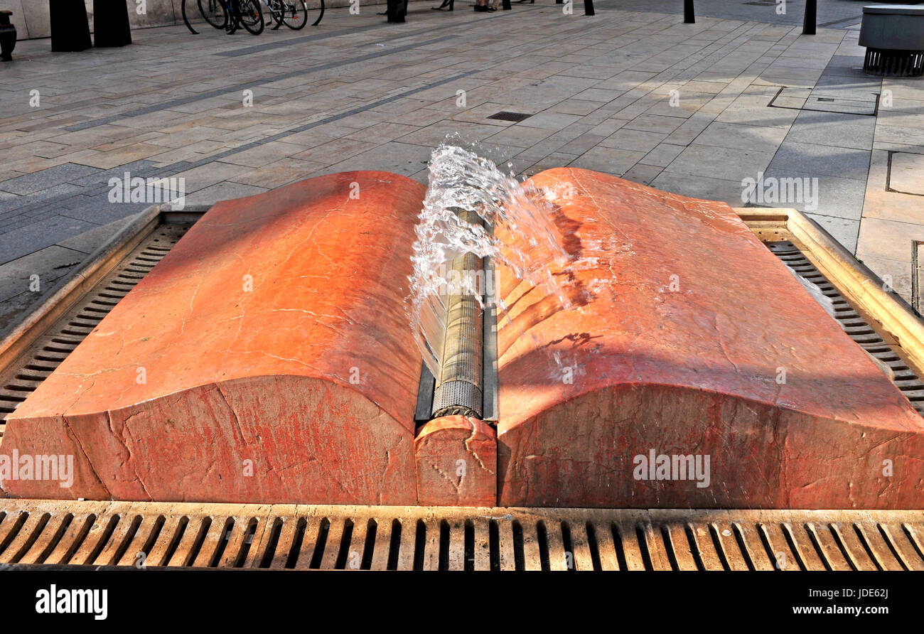 Opened book shape fountain in Budapest, Hungary Stock Photo